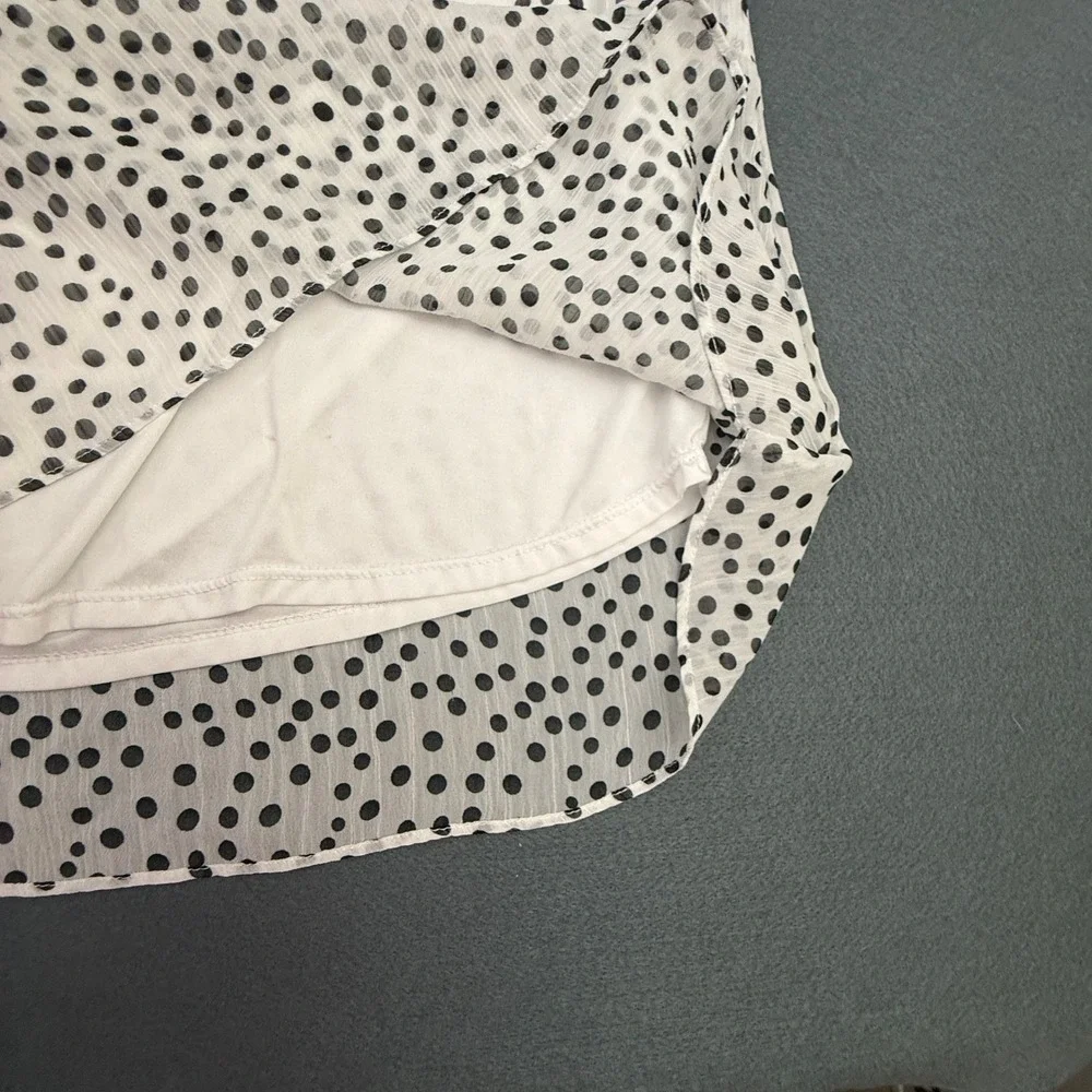 Anthropologie Autres Filles Blouse Women 1X White Polka Dot Tie Neck Romantic